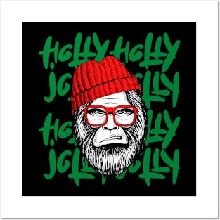 Christmas Holly Jolly BigFoot Posters and Art